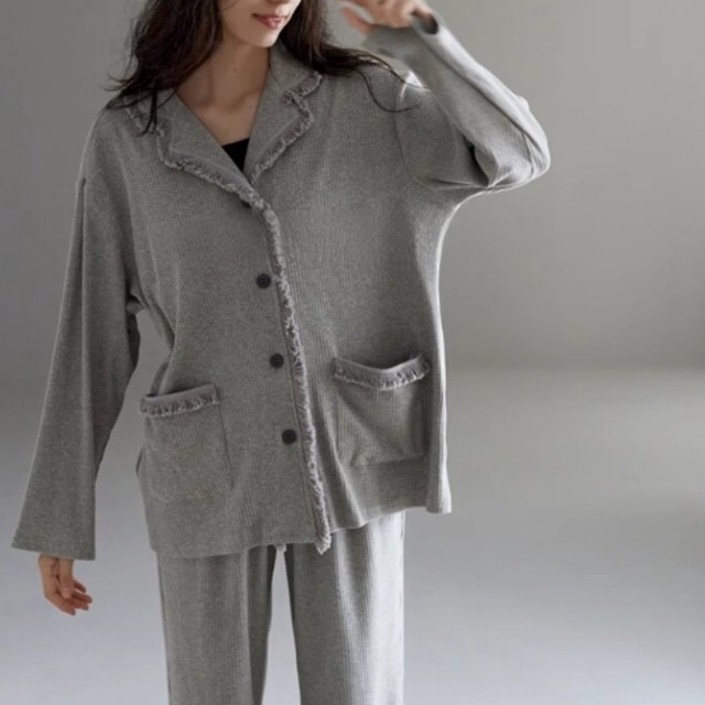 【M-XL】fringe stripe pattern cardigan style pajamas p1030