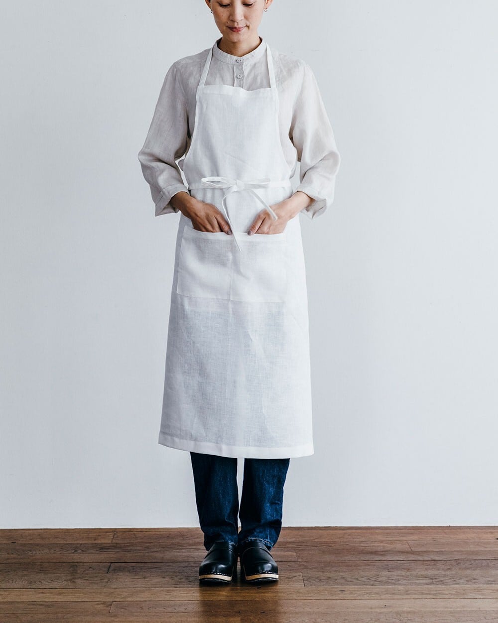 Merci 100%リネン エプロン ホワイト　新品未使用 リネン フルエプロン ／ ホワイト | fog linen work | inoya | Basic