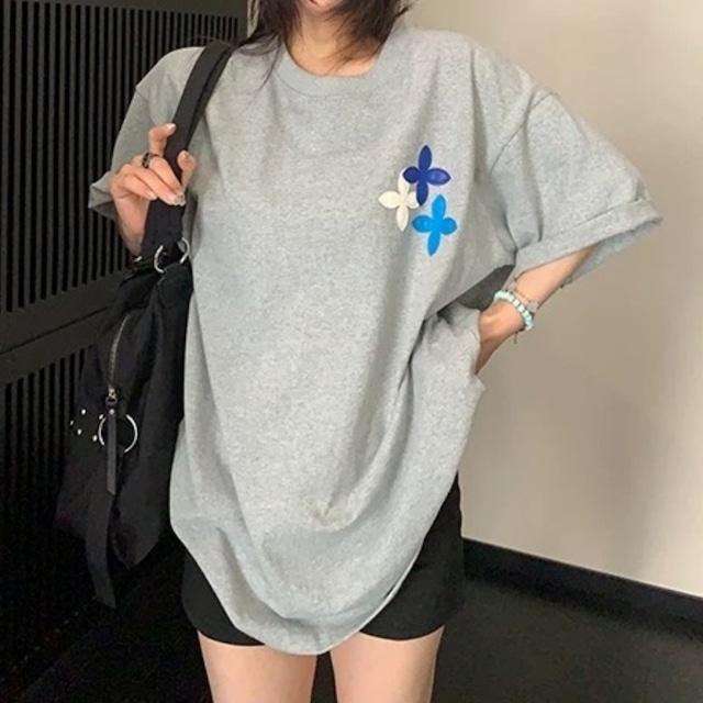 フラワーモチーフバックデザインTシャツ 3col R02444