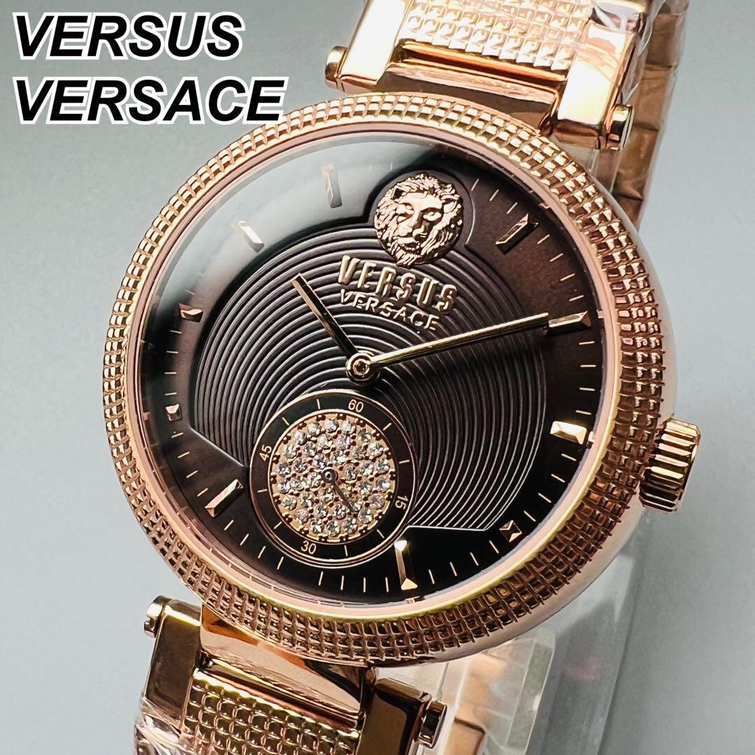 ゴールド/ホワイト新品メンズ腕時計輝く金色VERSUS VERSACE 素敵