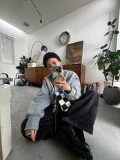 ハーフzipコンパクトスウェットPO/杢グレー