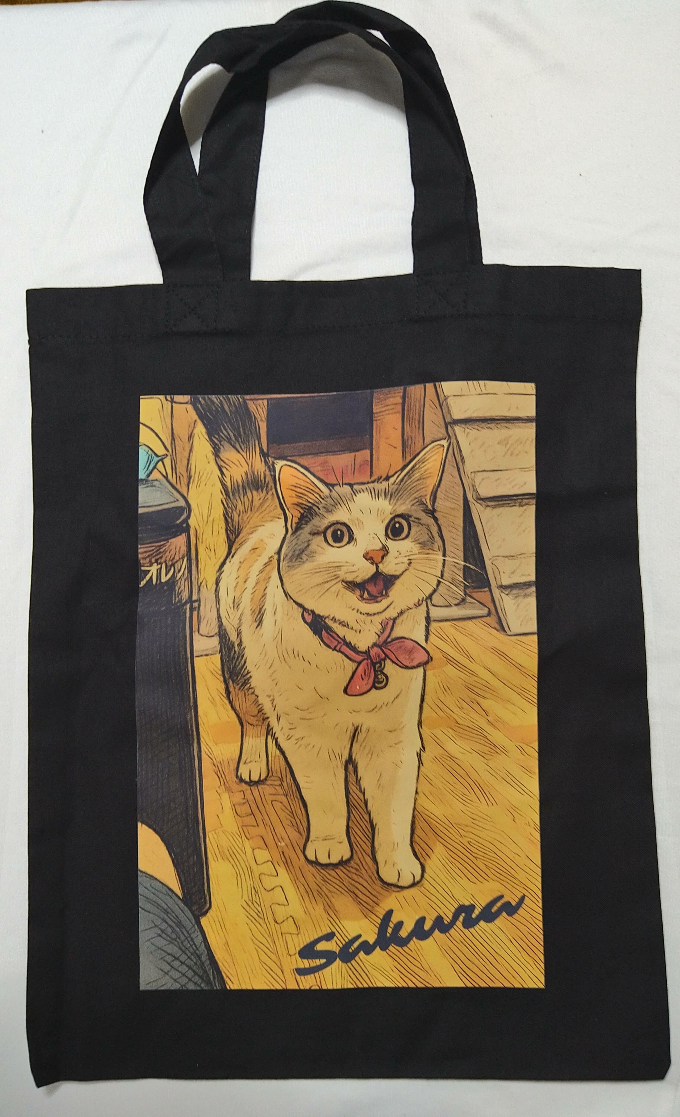 トートバッグ【自作猫イラスト入（デッサン風）】 | 猫雑貨とらねこ