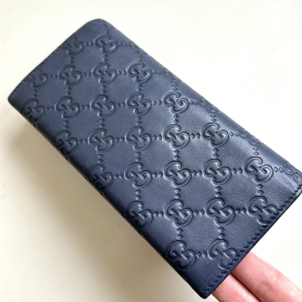 グッチ GUCCI 長財布 グッチシマ ネイビー | 万福財布