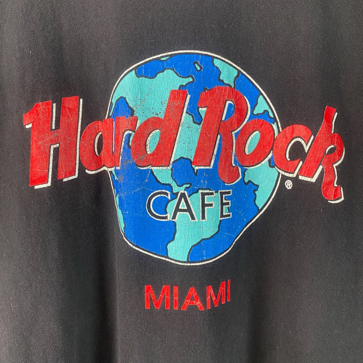 90s ハードロックカフェ マイアミ Tシャツ 古着 黒 ブラック MIAMI USA製 ヴィンテージ ビンテージ 90年代 旧タグ メンズ M  Hard Rock CAFE 23082120