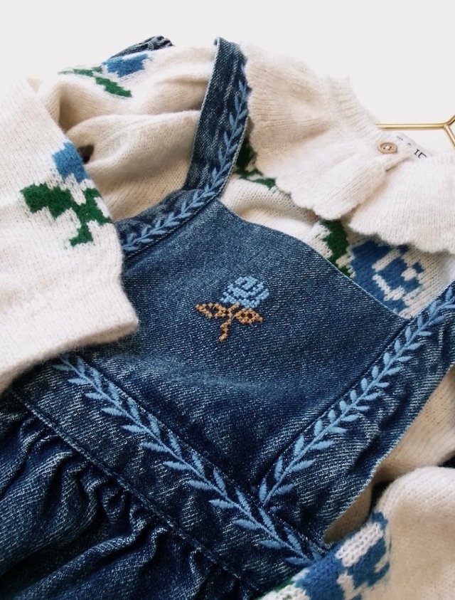 size 18m【Emile et Ida】Off white flowers ruffled collar cardigan