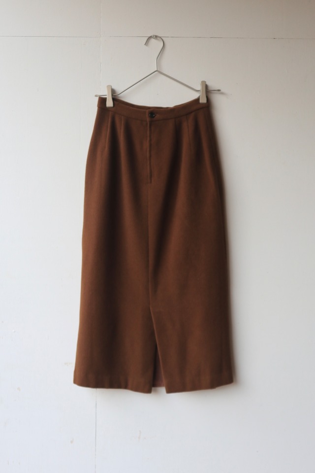 chocolate brown wool tight skirt