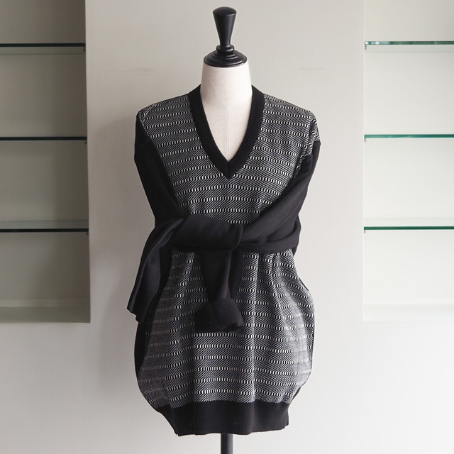 80s-90s Osmanlı Geometric Pattern V-neck Knit