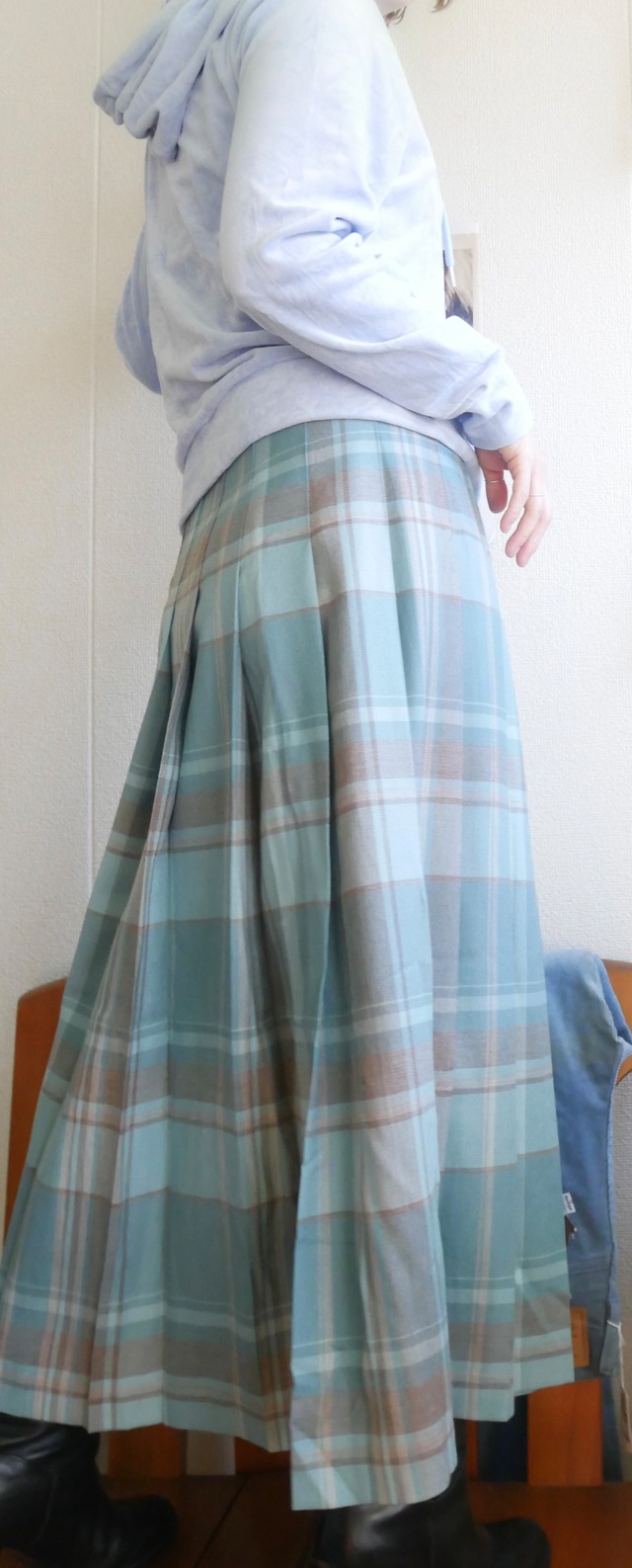 US PENDLETON pail blue check skirt