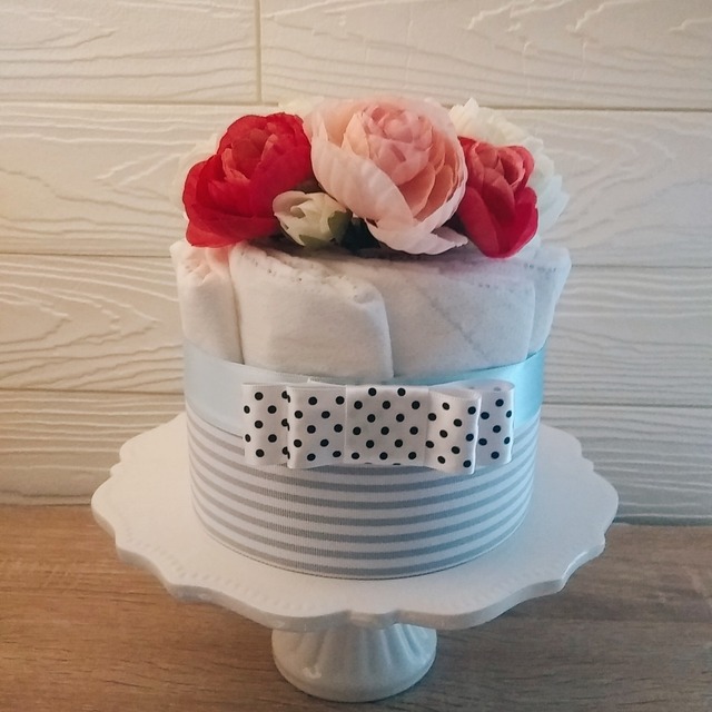 オムツケーキ Lyra-ライラ- ブーケ付き 1段