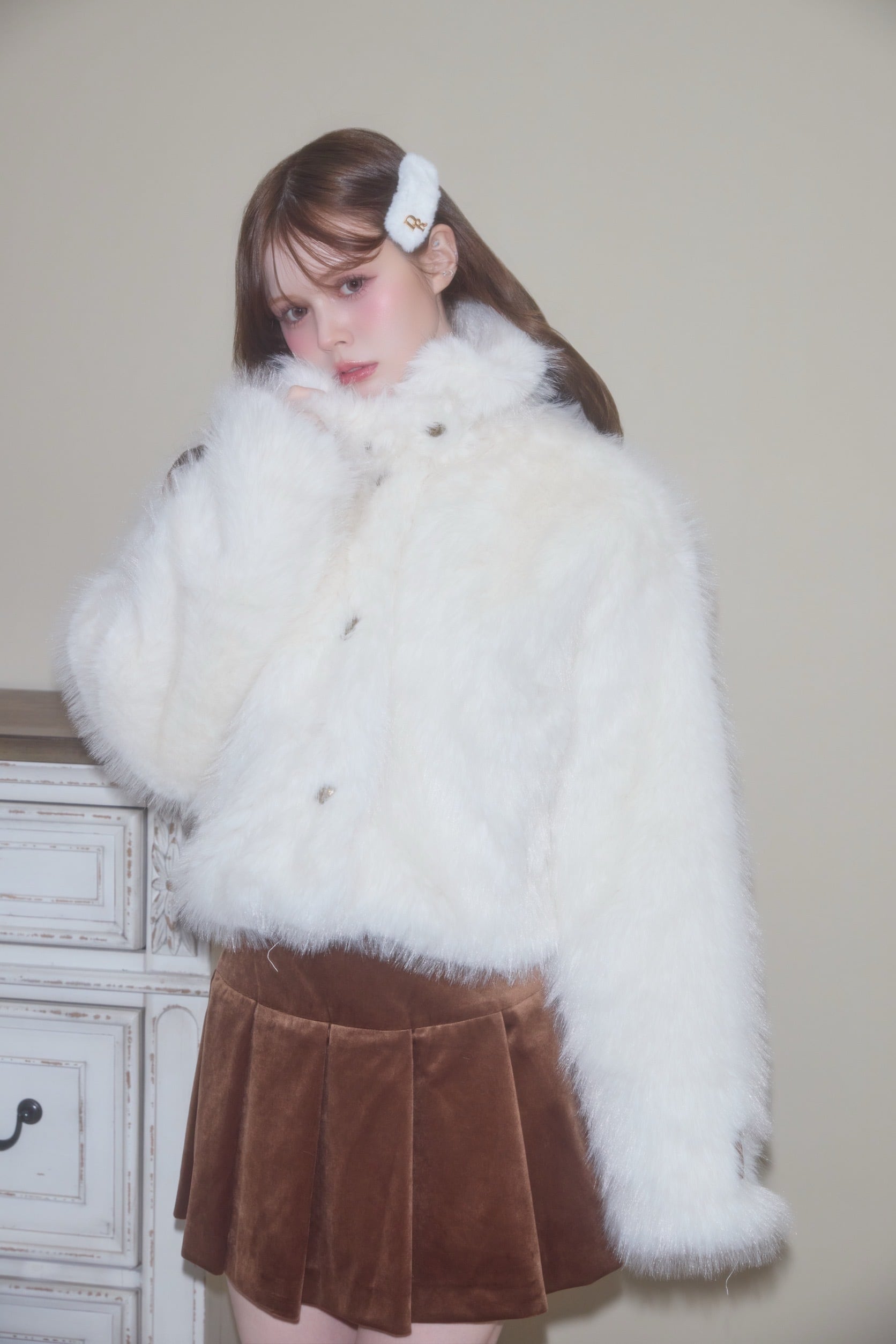 2way fluffy fur coat | Désir et Raison