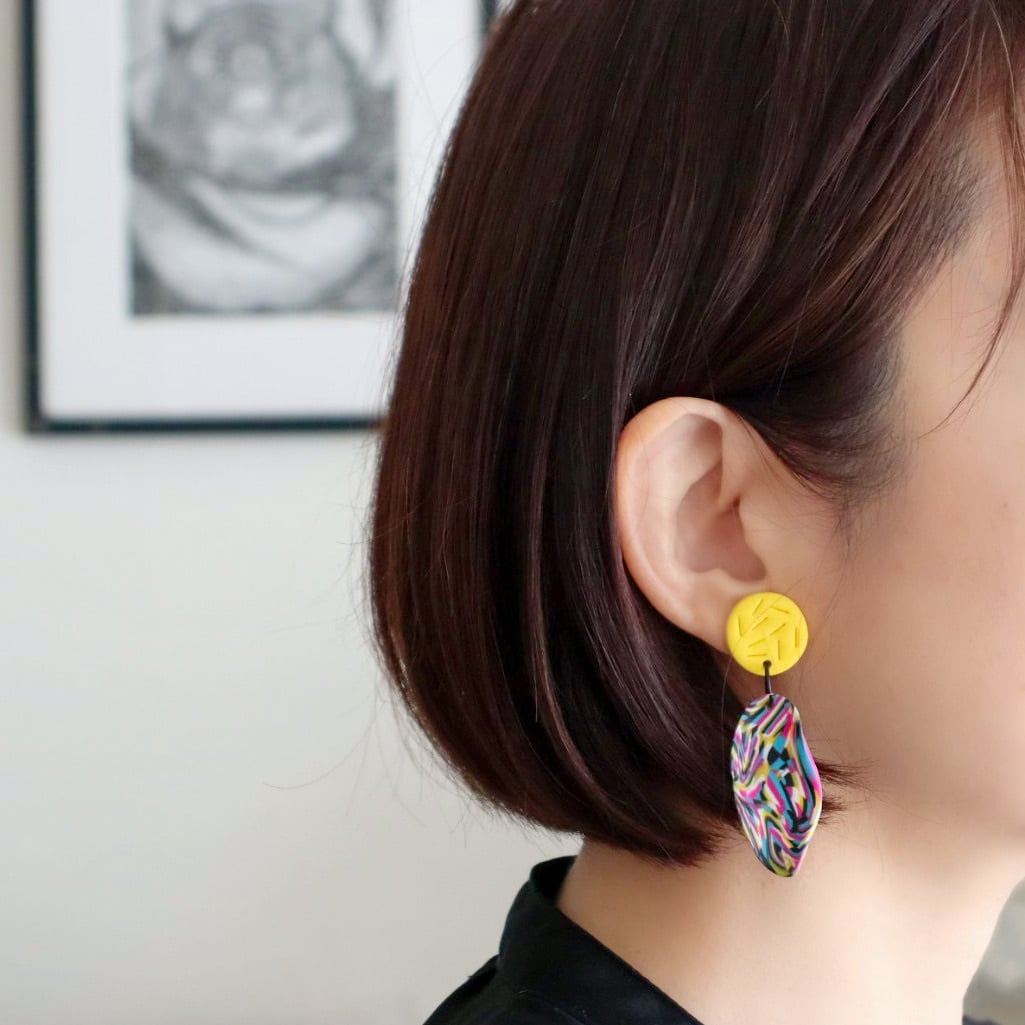 No.1499-D 細長オーロラ☆星☆ピアス・イヤリング(パープル) No.1499-D