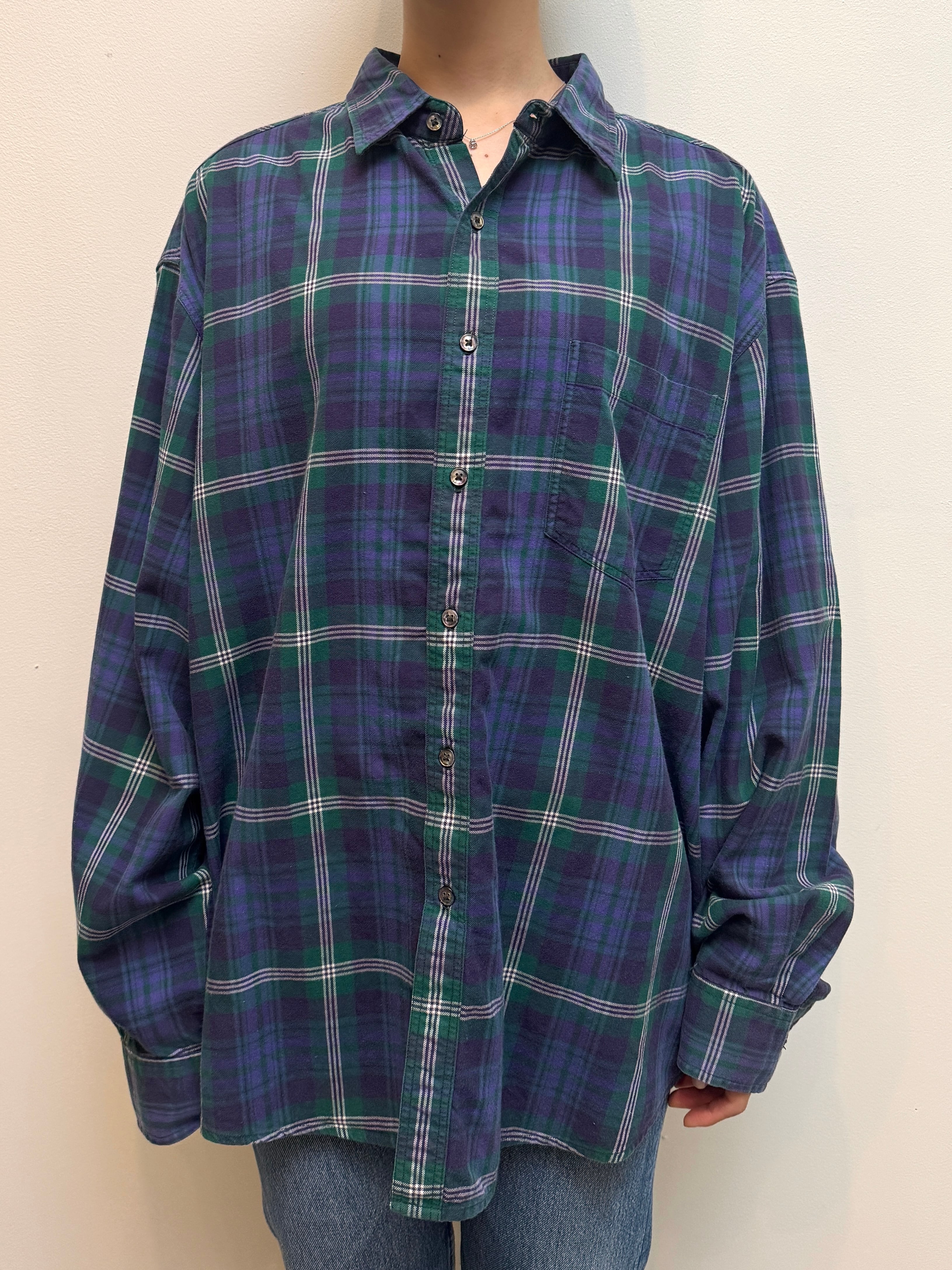 BL18-5 USED GAP CHECK SHIRT -NAVY×GREEN-