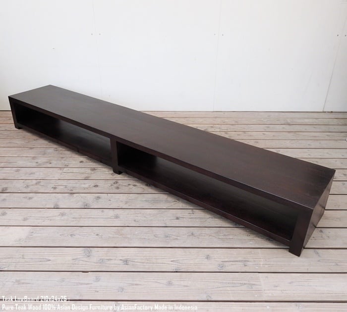 超低い！チーク無垢材 テレビ台 210cm SLDB ローボード ダークブラウン
