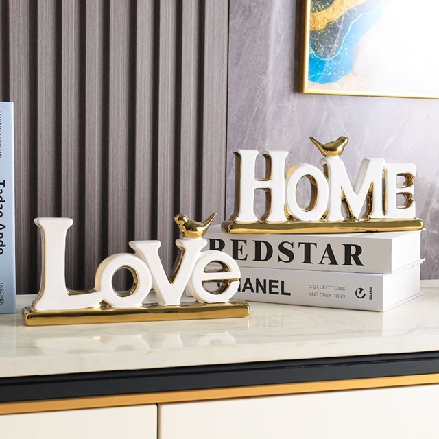 オブジェ 置物 オーナメント ３色 『LOVE』『HOME』英語 鳥 おしゃれ かわいい モダン シンプル 北欧 インテリア 装飾 飾り インテリア雑貨 玄関 リビング