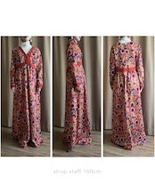 retro floral embroidery import maxi dress-5117-12