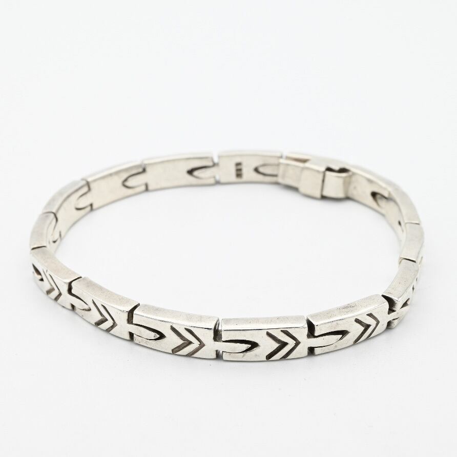 Etched Rectangle Bar Link Bracelet / Denmark