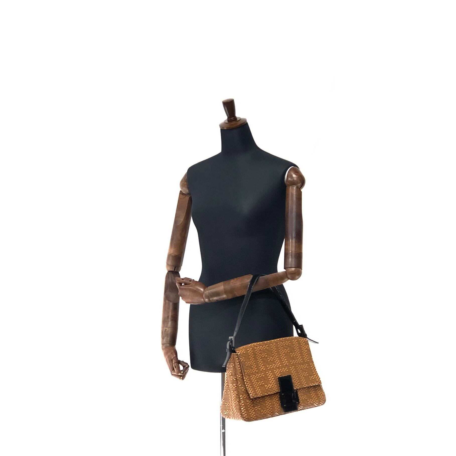 良品 FENDI マンマ ズッカ ショルダーバッグ トートバッグ ビンテージ FENDI フェンディ ズッカ エナメル メッシュ マンマバケット