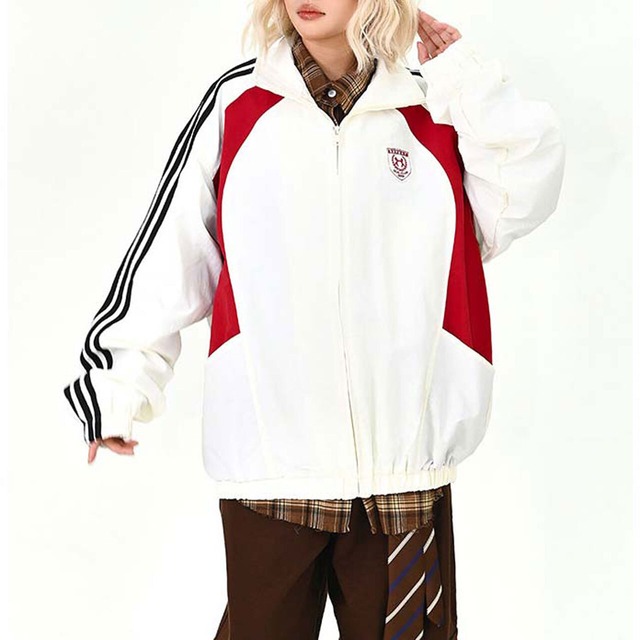 ラインブロックスポーティジップブルゾン 2col   R01487