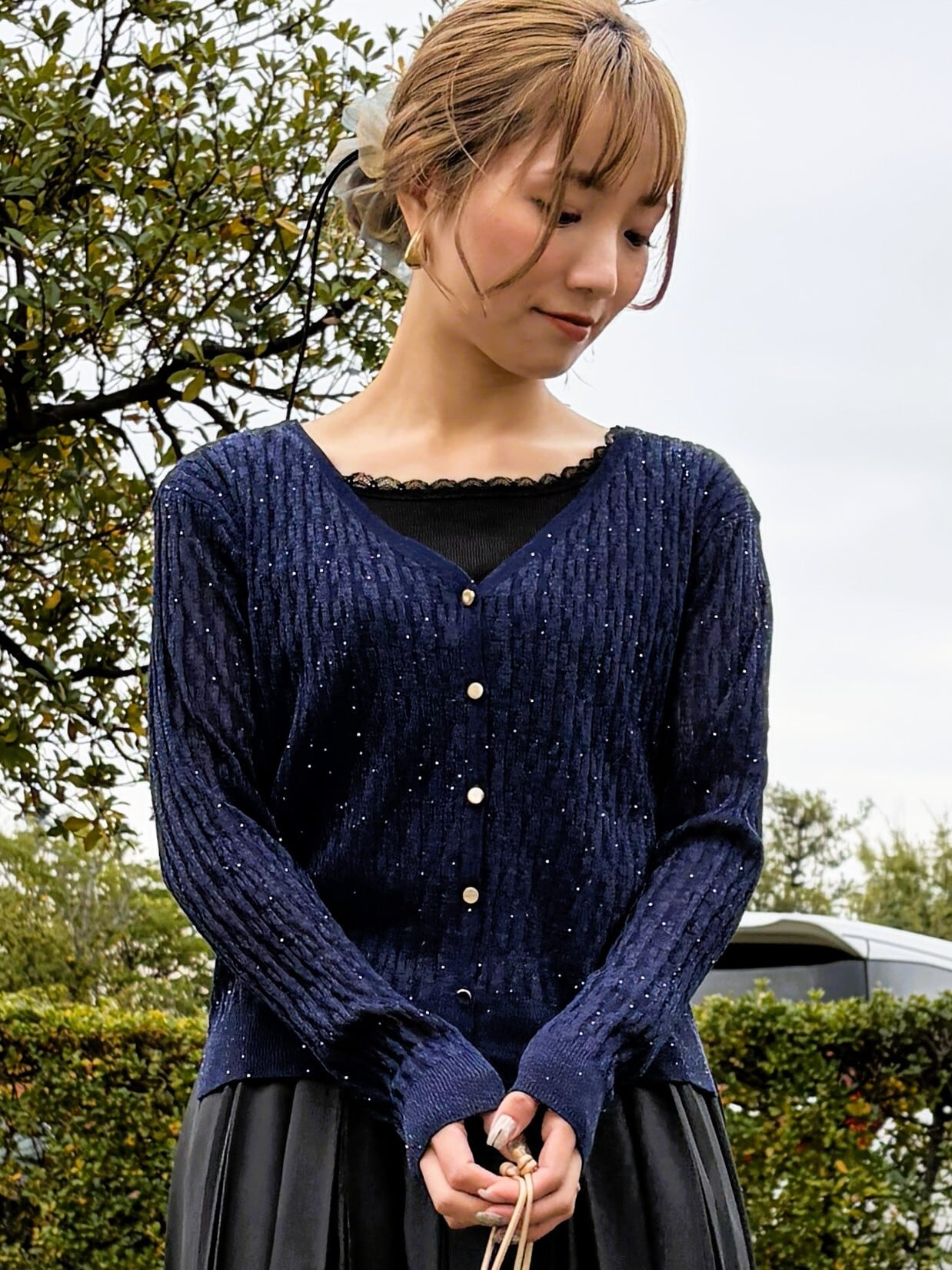 テンセルカノコ フレンチスリーブ 9286KT】テンセルテレコレース使いフレンチスリーブTシャツ（9107
