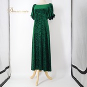 フラダンス 衣装 ワンピース ドレス グリーン系 アロハスタンダード 日本製 ALOHA STANDARDS ベロア バラ 花柄 ロケラニ柄 フリル袖 華やか かわいい おしゃれ シンプル 大人っぽい 光沢感 ハワイアン アロハ フラ ダンス レッスン 練習  アロハドレス フラドレス ベロア生地 高級感 大人スタイル フリルデザイン 練習着 薔薇柄 華やかデザイン フラダンス衣装 ハワイアンドレス