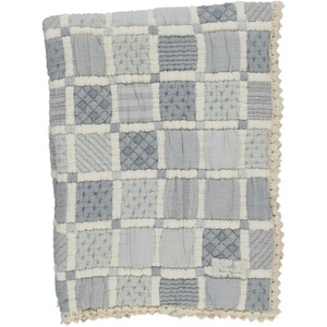 ＜BEBE ORGANIC＞ Mai Blanket パッチワーク ブランケット(blue)