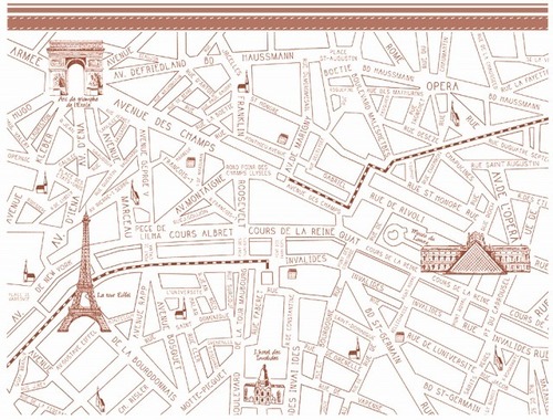 パリマップ　ParisMap　モーヴ　A4サイズ　(ポーセリンアート用転写紙）
