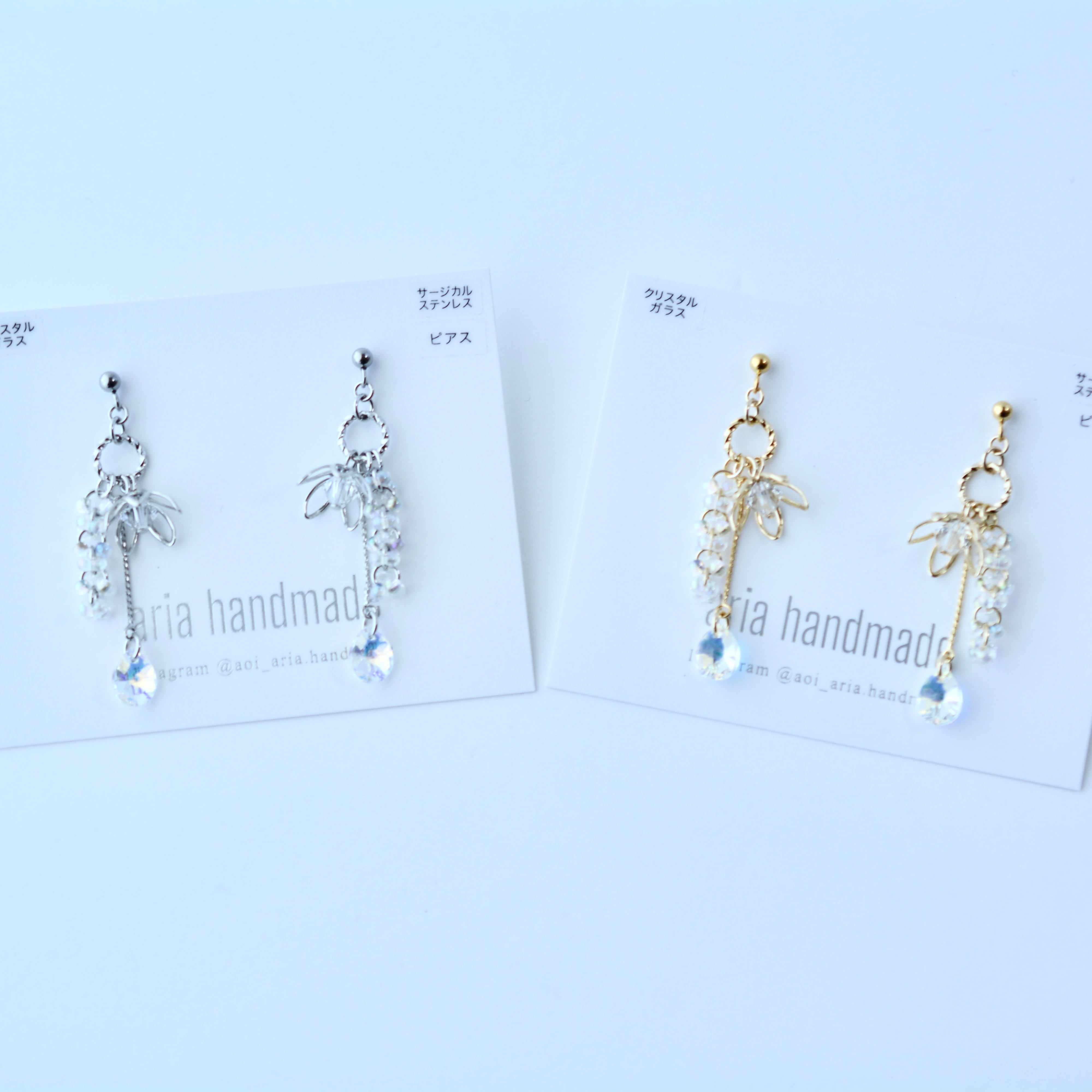 お花のしずく×クリアハートピアス♡(イヤリング・樹脂などに変更可能