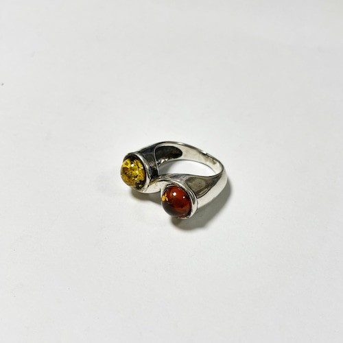 2 Tone Amber  & 925 Silver Ring