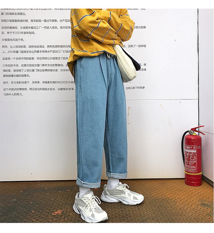 全2色 デニム パンツ ストレート カジュアル 無地 おしゃれ