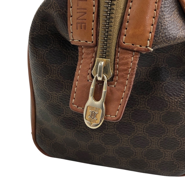 CELINE セリーヌ マカダム ハンドバッグ ブラウン 2way PVCレザー ミニボストン vintage ヴィンテージ オールド 2dn4ih