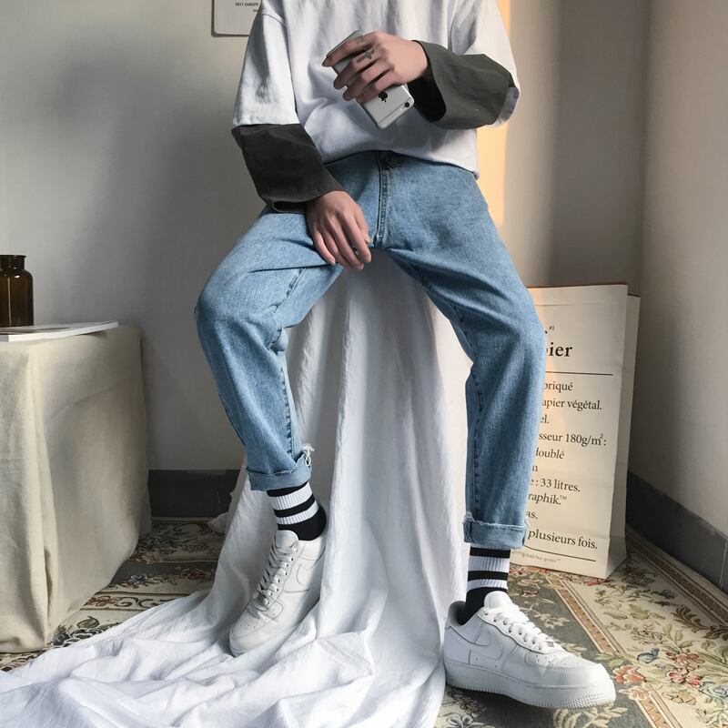 全2色 デニム パンツ ストレート カジュアル 無地 おしゃれ