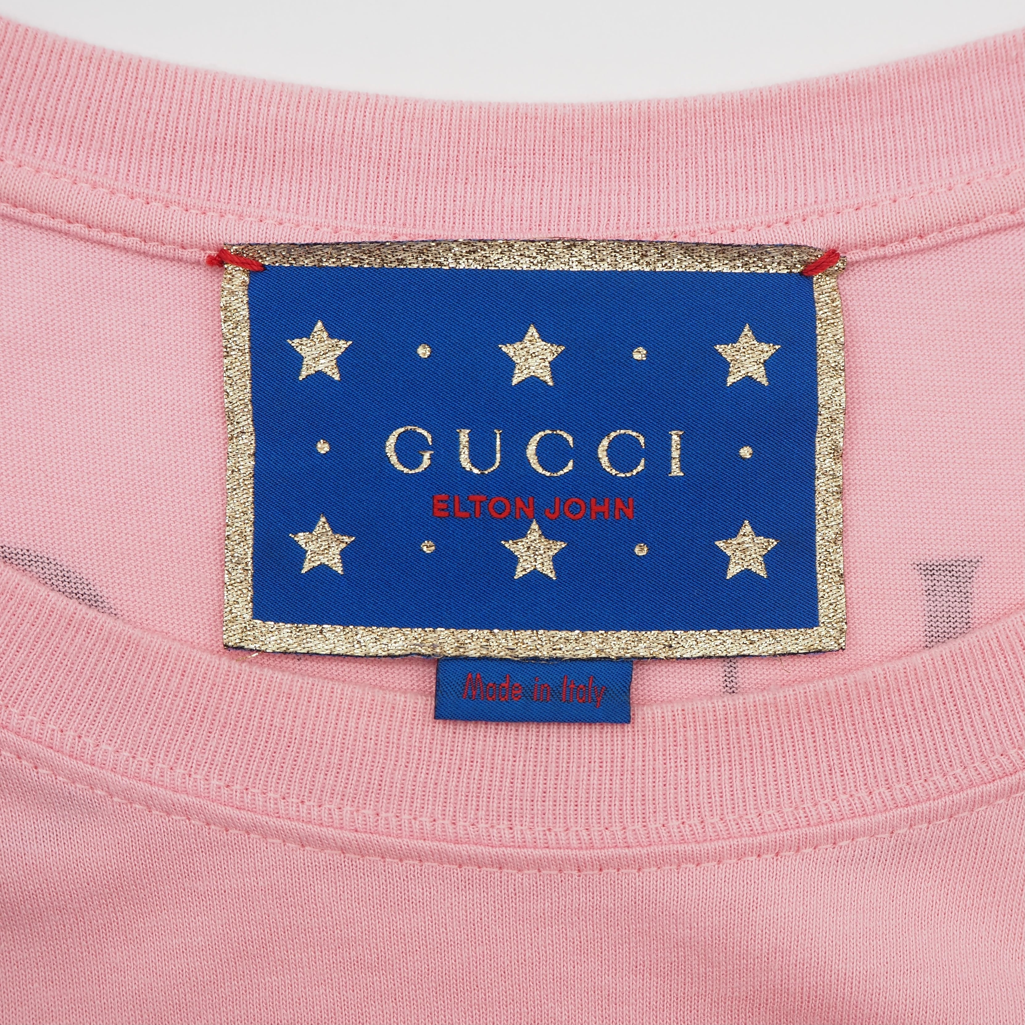 GUCCI Elton John T-shirt エルトンジョン コットン ピンク ブラック T