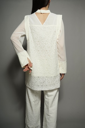 LACE SWITCHING BLOUSE (WHITE) 2402-73-T3514