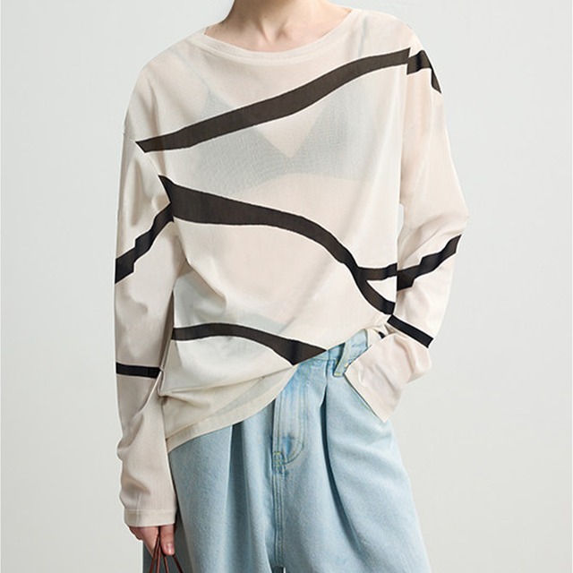 Art-line tulle sheer top A00138