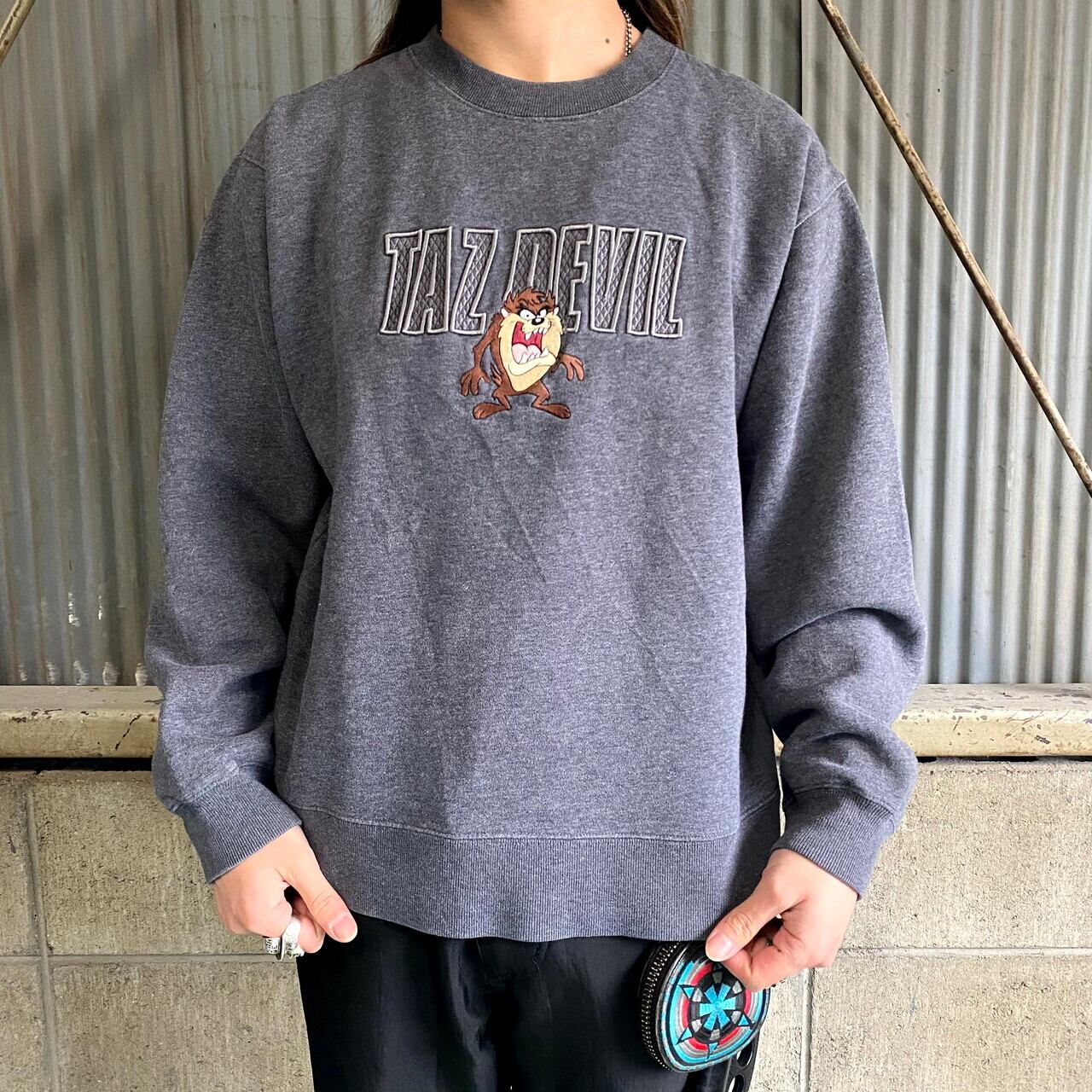 90年代 タズマニアンデビル 刺繍 キャラクターデザインスウェット 