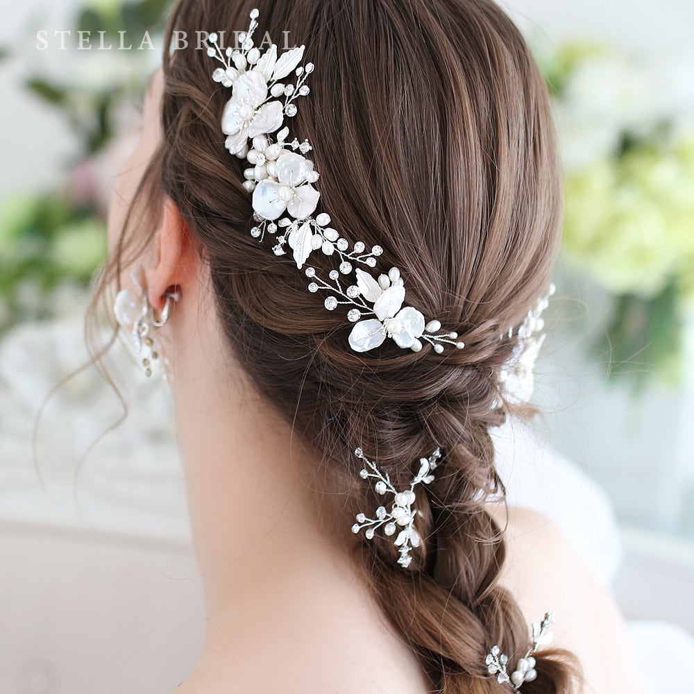 受注生産品】ペタルパールとスワロフスキーのヘッドピース