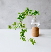 シュガーバイン 造花 観葉植物 フェイクグリーン ガラス花瓶 卓上インテリア H18cm