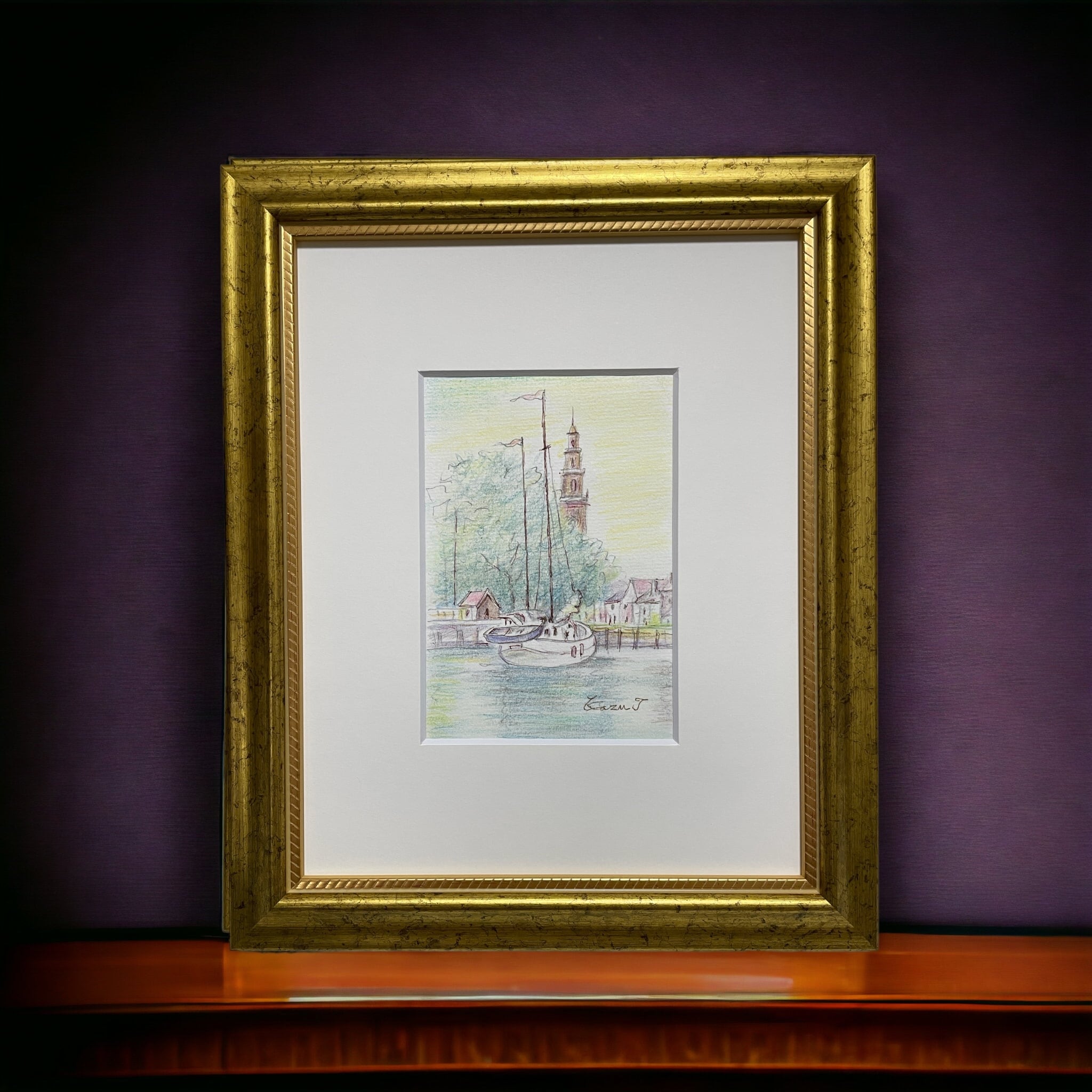 イタリア『春のカンポ（ヴェネツィア）』 油彩 6号 田畑和高 美術品