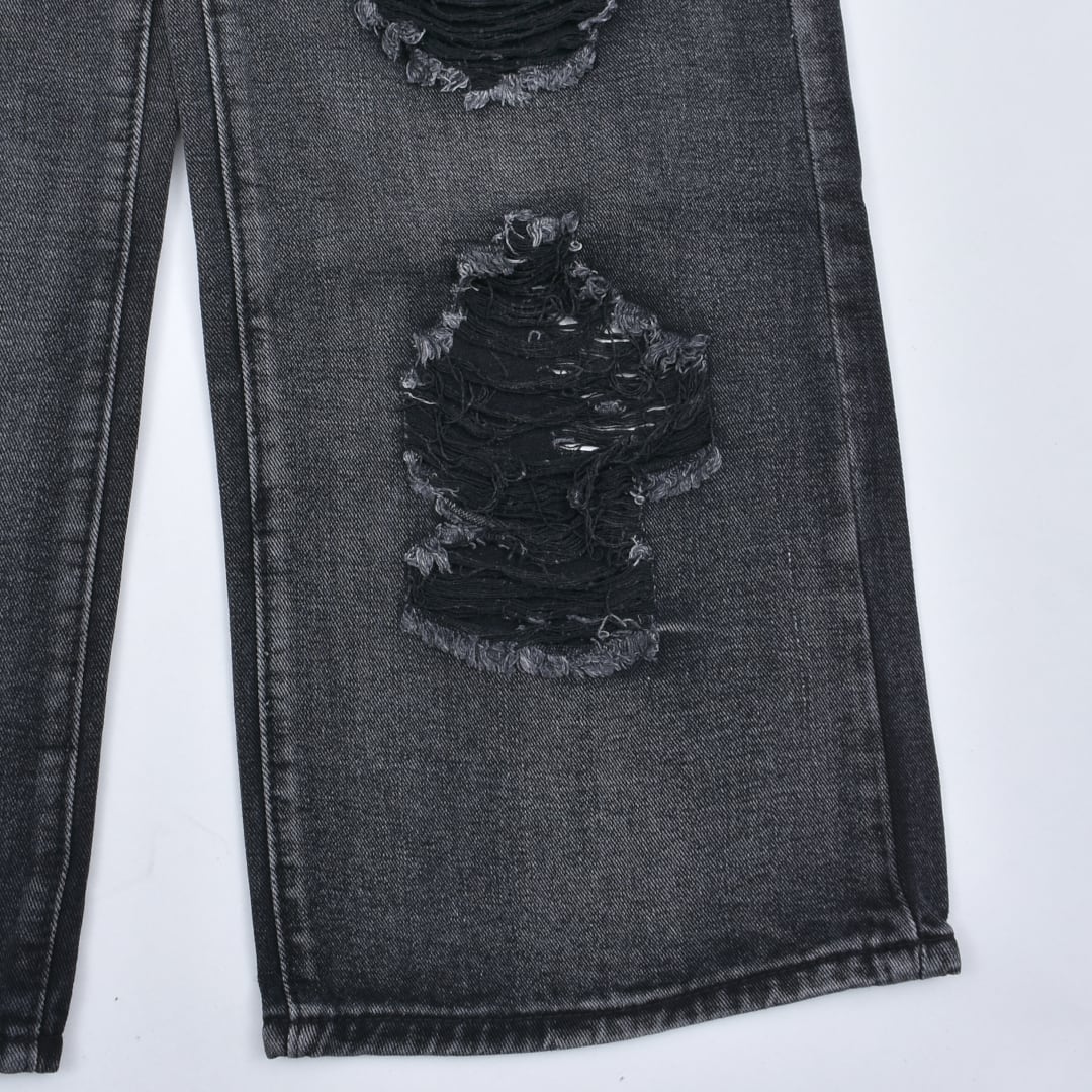 新作】ブラックダメージ ワイドデニムパンツ | VOLCAN&APHRODITE