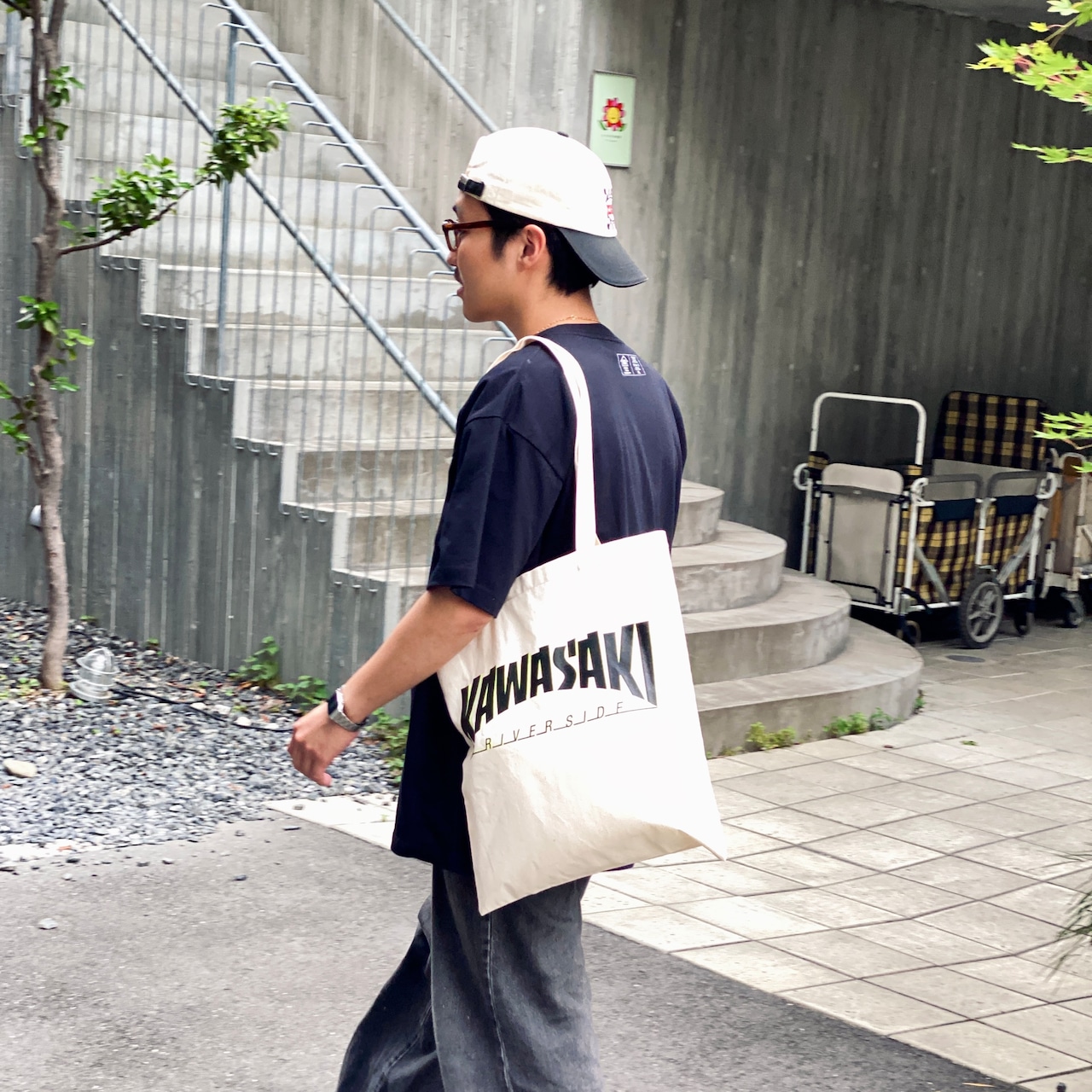 RIVERSIDE BASE 『KAWASAKI』TOTE BAG - NATURAL -