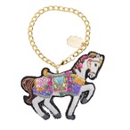 刺繍チャームブローチ White horse rides
