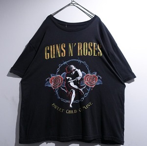 "GUNS N' ROSES" Black Print Design Band T-Shirt