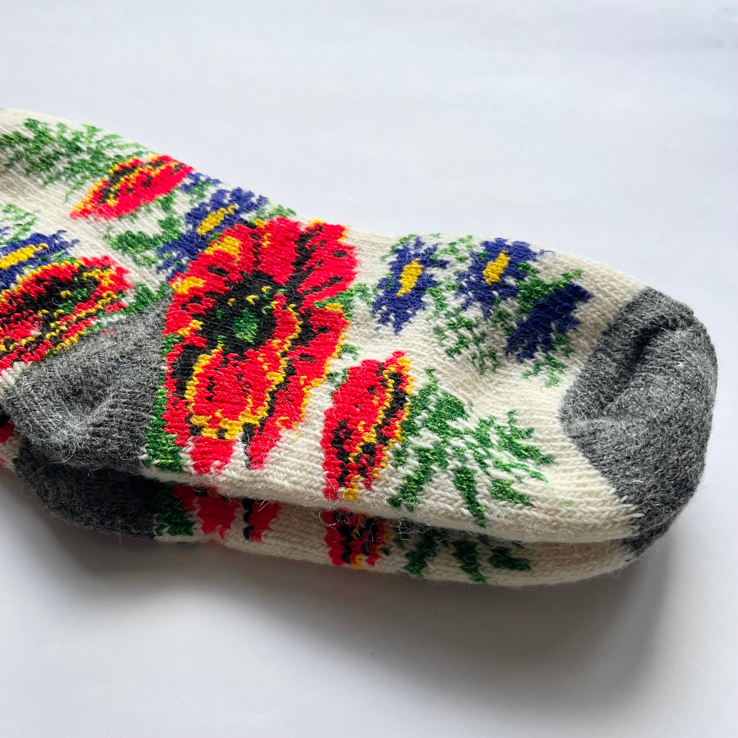 ウクライナ支援/ウールソックス(ポピー柄)