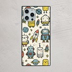 受注生産 iPhoneケース カラフルロボットの宇宙パターン｜レトロ宇宙 RFSP047A