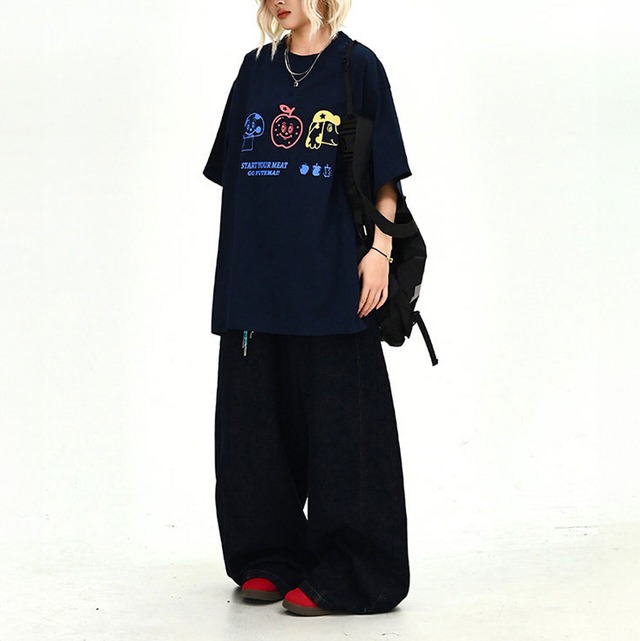 レトロキャラクターコミカルプリントTシャツ 2col R02057
