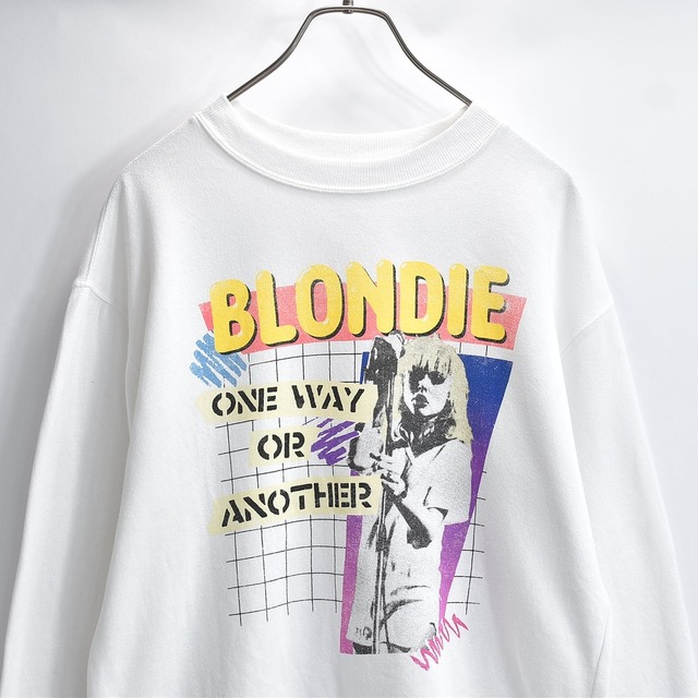 BLONDIE ブロンディ スウェットシャツ 裏起毛 デビーハリー ONE WAY OR ANOTHER バンド ロック レトロ ホワイト USED ヴィンテージ ビンテージ 古着 メンズ S