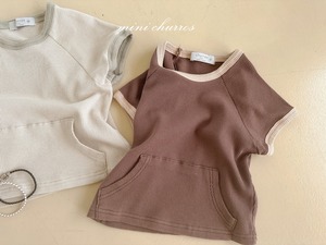 【churros】ワッフルポケットTシャツ 80〜120cm モカ 230515