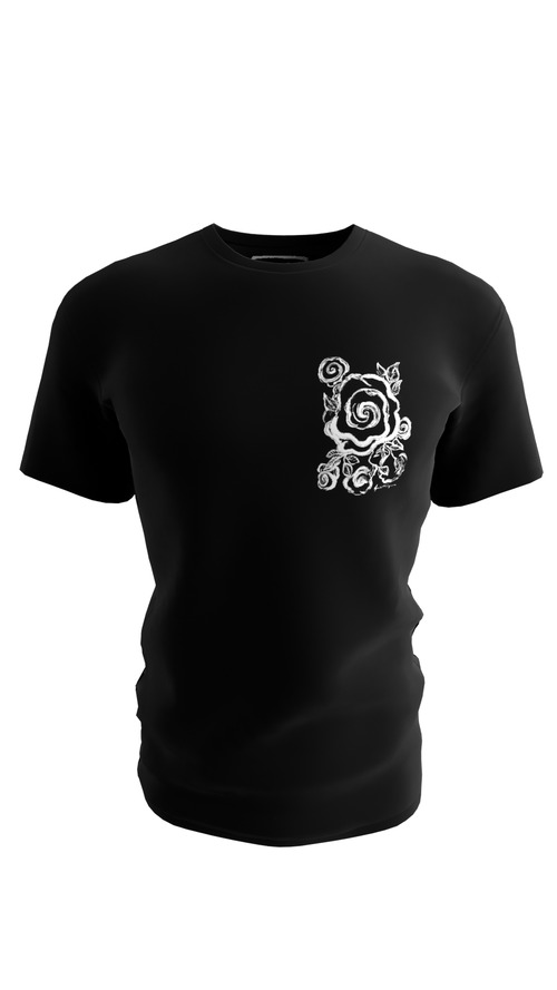 白黒Tシャツ -渦巻く薔薇-