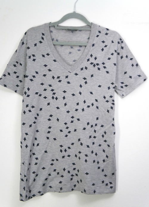 美品◆DIOR HOMME ディオールオム 総柄 Vネック コットン 半袖 カットソー Tシャツ 灰 XS◆ オールシーズン着用可能！便利な着回しアイテム