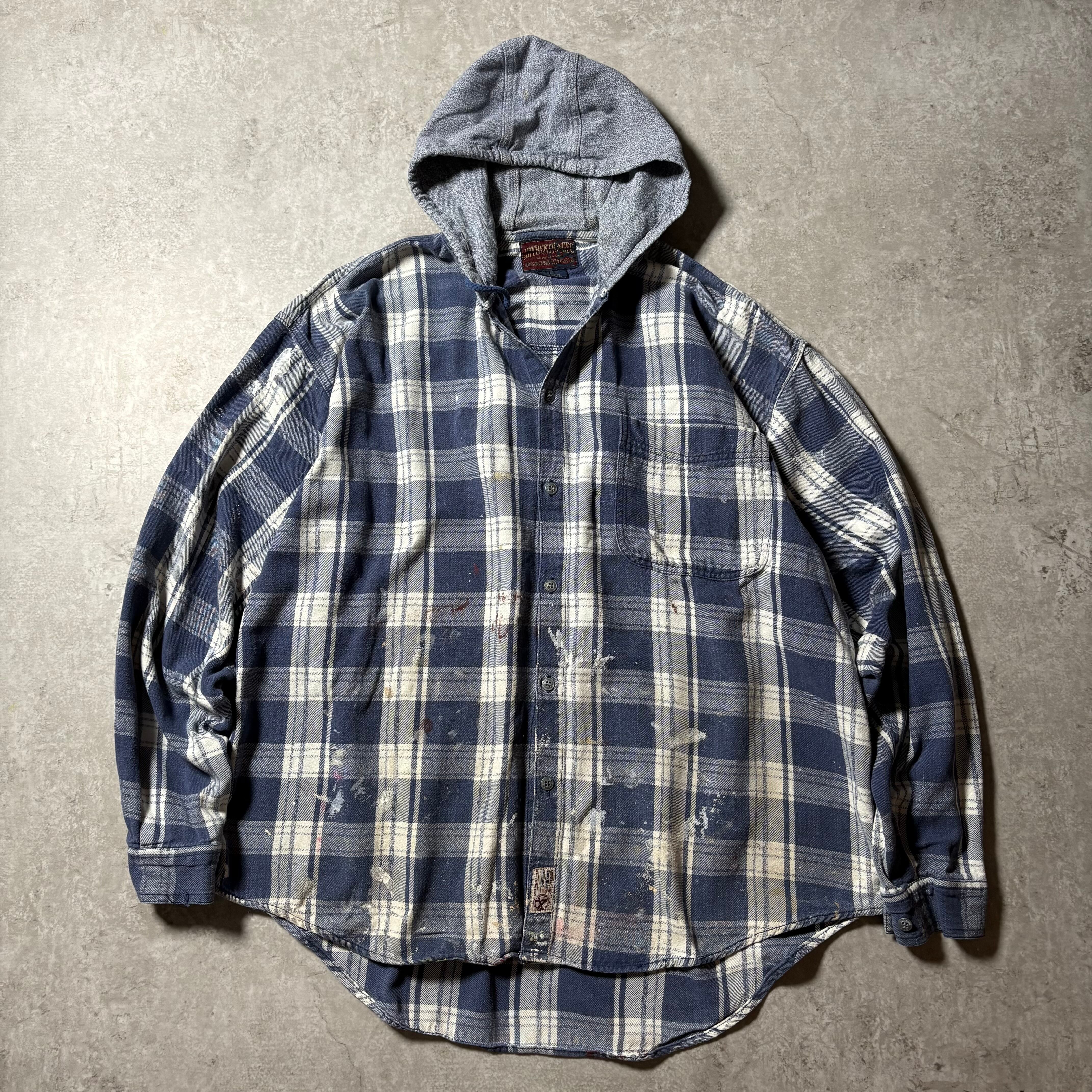 1990s "AUTHENTIC⭐︎GFC" Hood Flannel Shirt "襤褸"